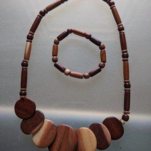 Wooden African necklace and bracelet combo - handmade